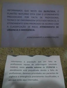Na falta de funcionários, a orientação é colocar avisos sobre o atendimento.