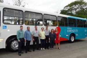 A C. Lorenzutti também apresentou um ônibus com nova pintura que será adotada pela empresa. Foto: João Thomazelli/Portal 27