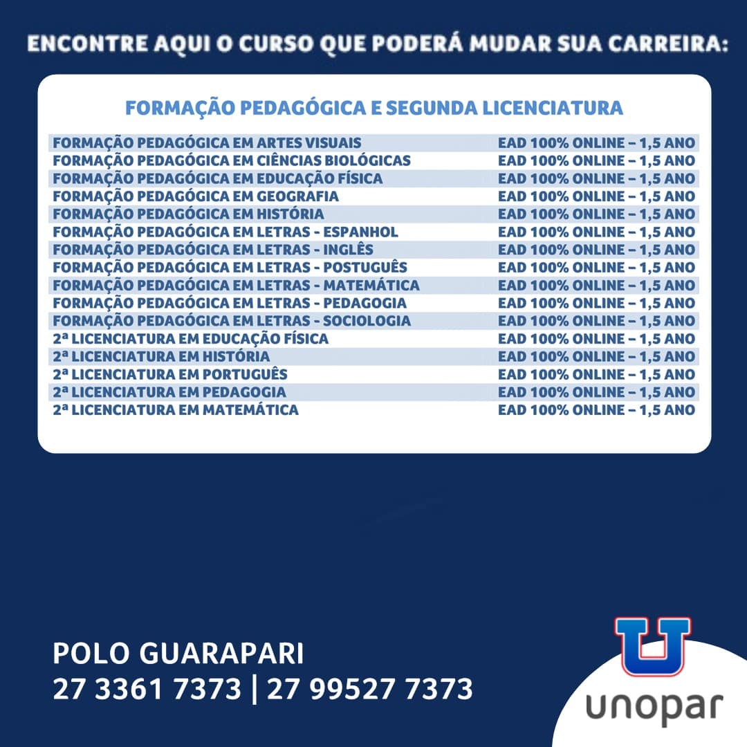 Quais os cursos da Unopar? Conheça os cursos e valores!